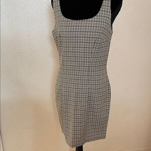 Black and White Plaid Mini Sheath Dress